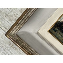ANTICO PICCOLO DIPINTO OLIO Romano Valori PAESAGGIO MONTANO FIGURA CONTADINA