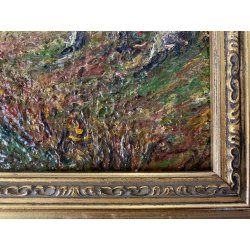 DIPINTO OLIO Verdiano Quigliati VIGEZZO "Autunno Sottobosco" POST-IMPRESSIONISTA