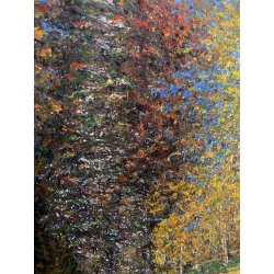 DIPINTO OLIO Verdiano Quigliati VIGEZZO "Autunno Sottobosco" POST-IMPRESSIONISTA