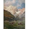QUADRO DIPINTO OLIO Guglielmo Berti "Il Rosa da Pecetto" PAESAGGIO MONTAGNA 1948