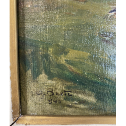 QUADRO DIPINTO OLIO Guglielmo Berti "Il Rosa da Pecetto" PAESAGGIO MONTAGNA 1948