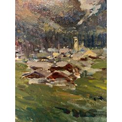 QUADRO DIPINTO OLIO Guglielmo Berti "Il Rosa da Pecetto" PAESAGGIO MONTAGNA 1948