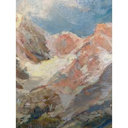 QUADRO DIPINTO OLIO Guglielmo Berti "Il Rosa da Pecetto" PAESAGGIO MONTAGNA 1948
