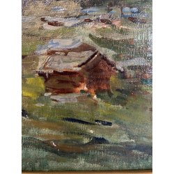 QUADRO DIPINTO OLIO Guglielmo Berti "Il Rosa da Pecetto" PAESAGGIO MONTAGNA 1948