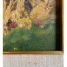 QUADRO DIPINTO OLIO TAVOLA Artino Giroldi PAESAGGIO LACUSTRE BETULLE '900