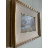 QUADRO DIPINTO OLIO TAVOLA Artino Giroldi PAESAGGIO LACUSTRE BETULLE '900