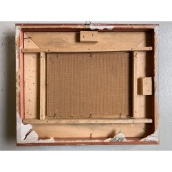 QUADRO DIPINTO OLIO TAVOLA Artino Giroldi PAESAGGIO LACUSTRE BETULLE '900