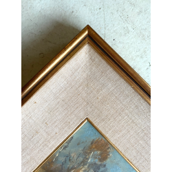 QUADRO DIPINTO OLIO TAVOLA Artino Giroldi PAESAGGIO LACUSTRE BETULLE '900