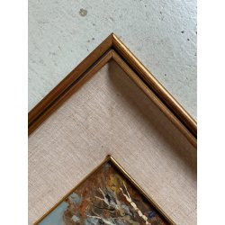 QUADRO DIPINTO OLIO TAVOLA Artino Giroldi PAESAGGIO LACUSTRE BETULLE '900