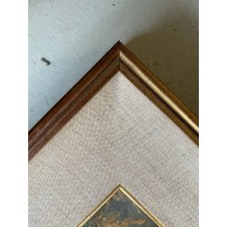 QUADRO DIPINTO OLIO TAVOLA Artino Giroldi PAESAGGIO LACUSTRE BETULLE '900