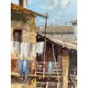 DIPINTO OLIO Guido GNOCCHI Da Cedrate PAESAGGIO RURALE CORTILE RUSTICO LOMBARDO