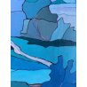 QUADRO DIPINTO OLIO TELA E. Sommi BLU IPERCROMATISMO ASTRATTO PAESAGGIO '900