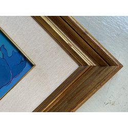 QUADRO DIPINTO OLIO TELA E. Sommi BLU IPERCROMATISMO ASTRATTO PAESAGGIO '900