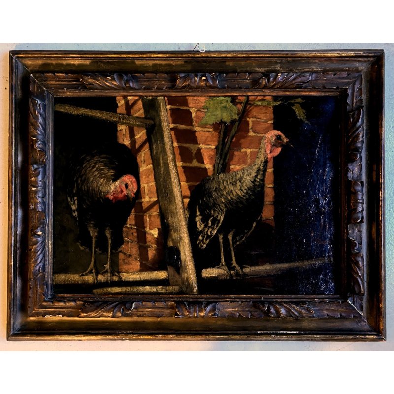 GRANDE ANTICO DIPINTO OLIO TACCHINI CORTILE STILE BAROCCO SETTECENTO LOMBARDO