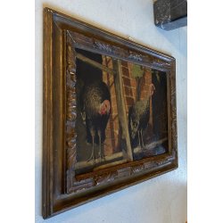 GRANDE ANTICO DIPINTO OLIO TACCHINI CORTILE STILE BAROCCO SETTECENTO LOMBARDO