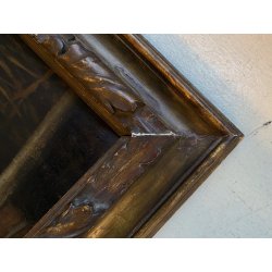 GRANDE ANTICO DIPINTO OLIO TACCHINI CORTILE STILE BAROCCO SETTECENTO LOMBARDO