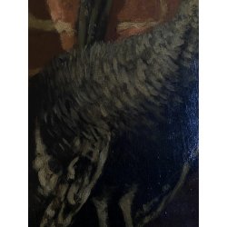 GRANDE ANTICO DIPINTO OLIO TACCHINI CORTILE STILE BAROCCO SETTECENTO LOMBARDO