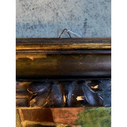 GRANDE ANTICO DIPINTO OLIO TACCHINI CORTILE STILE BAROCCO SETTECENTO LOMBARDO