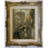DIPINTO OLIO TAVOLA B. Marino "Controluce" VEDUTA VENEZIA CANALE GONDOLE PONTE