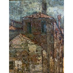 DIPINTO OLIO TAVOLA B. Marino "Controluce" VEDUTA VENEZIA CANALE GONDOLE PONTE