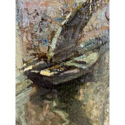 DIPINTO OLIO TAVOLA B. Marino "Controluce" VEDUTA VENEZIA CANALE GONDOLE PONTE