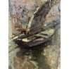 DIPINTO OLIO TAVOLA B. Marino "Controluce" VEDUTA VENEZIA CANALE GONDOLE PONTE
