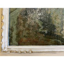 DIPINTO OLIO TAVOLA B. Marino "Controluce" VEDUTA VENEZIA CANALE GONDOLE PONTE