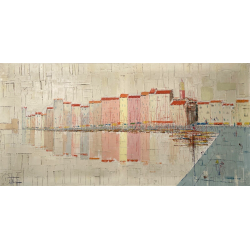 QUADRO DIPINTO ASTRATTO Guy Dessapt PAESAGGIO PORTO Nizza POSTIMPRESSIONISMO 900
