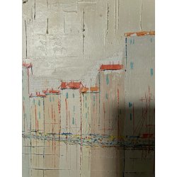 QUADRO DIPINTO ASTRATTO Guy Dessapt PAESAGGIO PORTO Nizza POSTIMPRESSIONISMO 900