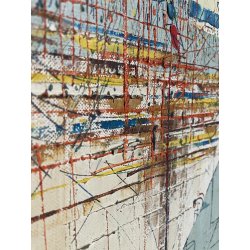 QUADRO DIPINTO ASTRATTO Guy Dessapt PAESAGGIO PORTO Nizza POSTIMPRESSIONISMO 900