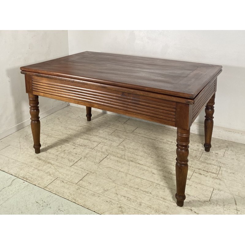 ANTICO GROSSO TAVOLO ALLUNGABILE LIBRO LEGNO NOCE tornito EPOCA 1800 NEOCLASSICO