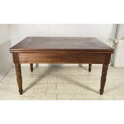 ANTICO GROSSO TAVOLO ALLUNGABILE LIBRO LEGNO NOCE tornito EPOCA 1800 NEOCLASSICO
