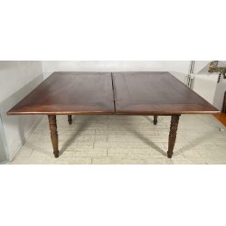 ANTICO GROSSO TAVOLO ALLUNGABILE LIBRO LEGNO NOCE tornito EPOCA 1800 NEOCLASSICO