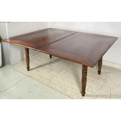 ANTICO GROSSO TAVOLO ALLUNGABILE LIBRO LEGNO NOCE tornito EPOCA 1800 NEOCLASSICO