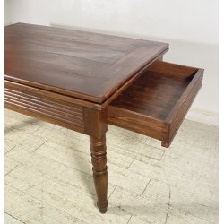 ANTICO GROSSO TAVOLO ALLUNGABILE LIBRO LEGNO NOCE tornito EPOCA 1800 NEOCLASSICO