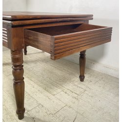 ANTICO GROSSO TAVOLO ALLUNGABILE LIBRO LEGNO NOCE tornito EPOCA 1800 NEOCLASSICO