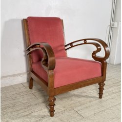 RARA POLTRONA ART DECÒ ANNI 40 LEGNO STOFFA ARMCHAIR SEDIA SALOTTO DESIGN CHAIR