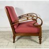 RARA POLTRONA ART DECÒ ANNI 40 LEGNO STOFFA ARMCHAIR SEDIA SALOTTO DESIGN CHAIR