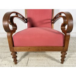 RARA POLTRONA ART DECÒ ANNI 40 LEGNO STOFFA ARMCHAIR SEDIA SALOTTO DESIGN CHAIR