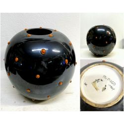 GRANDE VASO GLOBO CERAMICA S.P.I.C.A. Albisola ø 31 cm SPIGA DECO' FUTURISTA '30