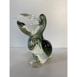 SCULTURA UCCELLO PELLICANO VETRO Murano SOMMERSO VERDE TRASPARENTE Seguso '50