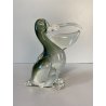 SCULTURA UCCELLO PELLICANO VETRO Murano SOMMERSO VERDE TRASPARENTE Seguso '50