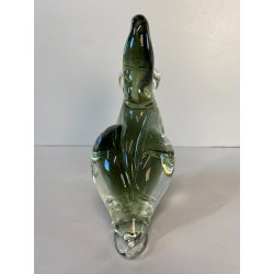 SCULTURA UCCELLO PELLICANO VETRO Murano SOMMERSO VERDE TRASPARENTE Seguso '50