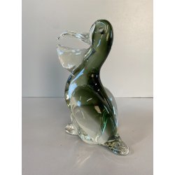SCULTURA UCCELLO PELLICANO VETRO Murano SOMMERSO VERDE TRASPARENTE Seguso '50
