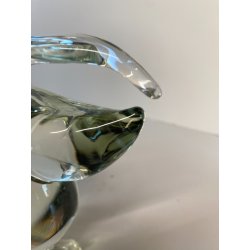 SCULTURA UCCELLO PELLICANO VETRO Murano SOMMERSO VERDE TRASPARENTE Seguso '50