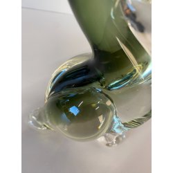 SCULTURA UCCELLO PELLICANO VETRO Murano SOMMERSO VERDE TRASPARENTE Seguso '50