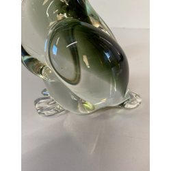SCULTURA UCCELLO PELLICANO VETRO Murano SOMMERSO VERDE TRASPARENTE Seguso '50
