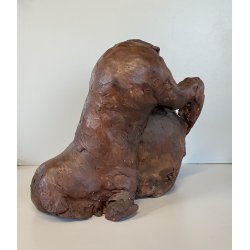 SCULTURA Selvino Sabbadini TERRACOTTA PATINATA ELEFANTI SCENA GIOCO MATERNITA'
