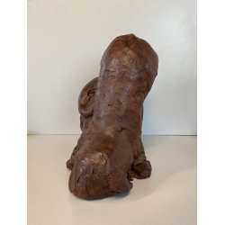 SCULTURA Selvino Sabbadini TERRACOTTA PATINATA ELEFANTI SCENA GIOCO MATERNITA'