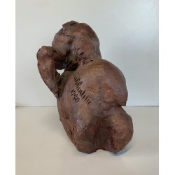 SCULTURA Selvino Sabbadini TERRACOTTA PATINATA ELEFANTI SCENA GIOCO MATERNITA'